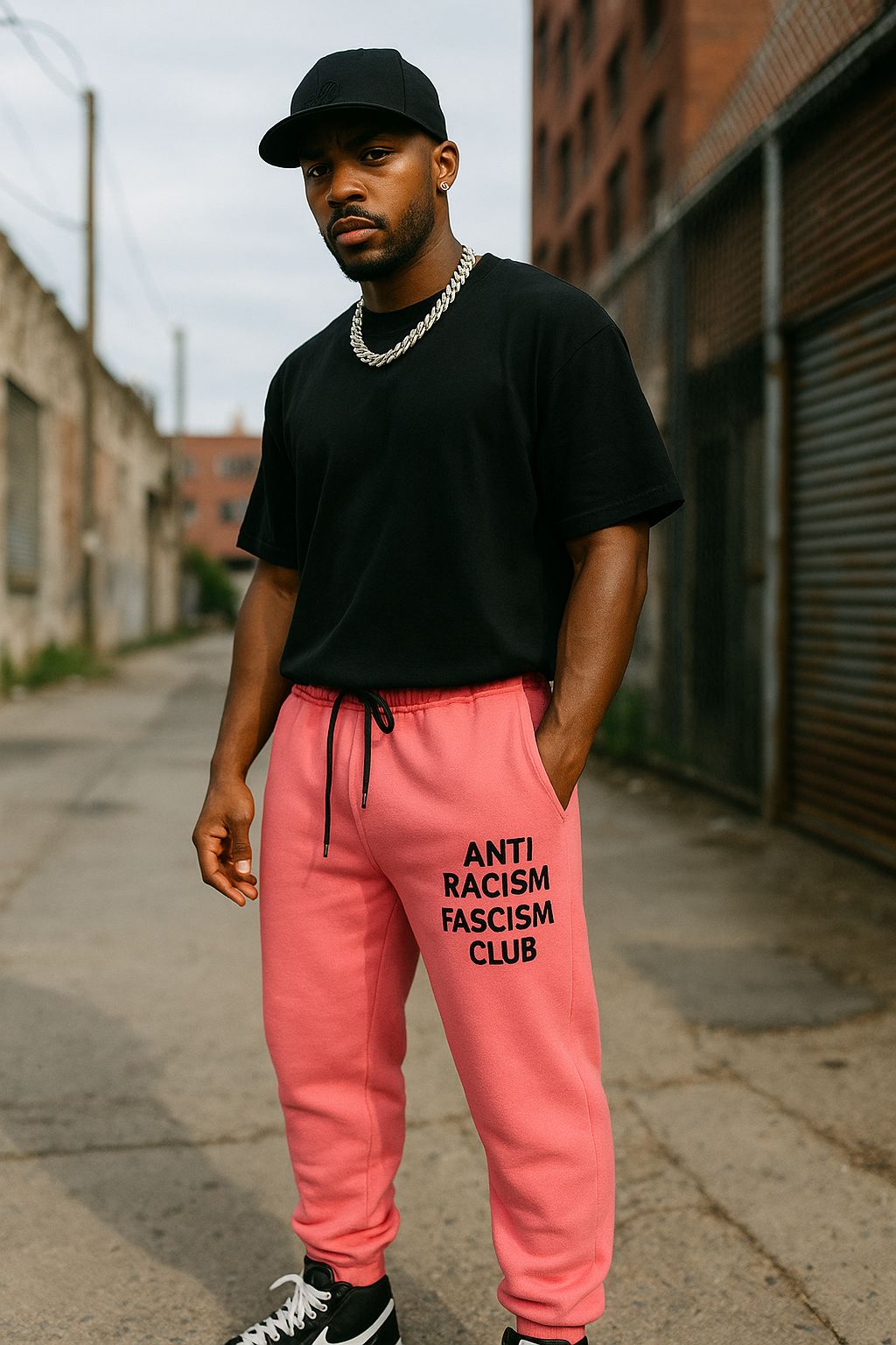Calça Moletom Rosa Anti Racism-Chronic