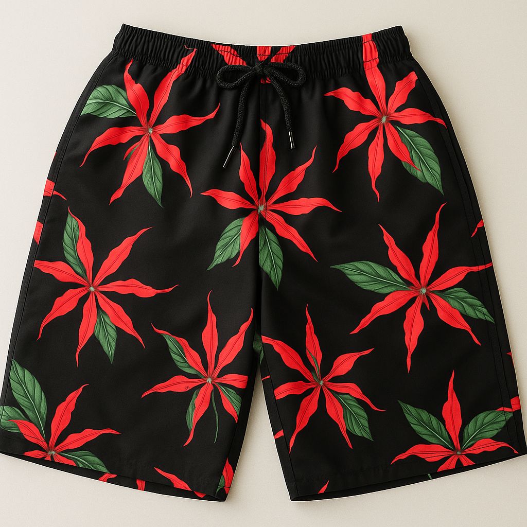 Short Ponciano Red Tropic  Floral Intenso