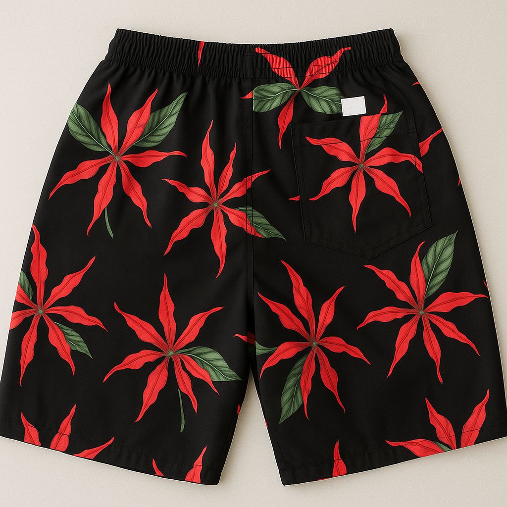 Short Ponciano Red Tropic  Floral Intenso