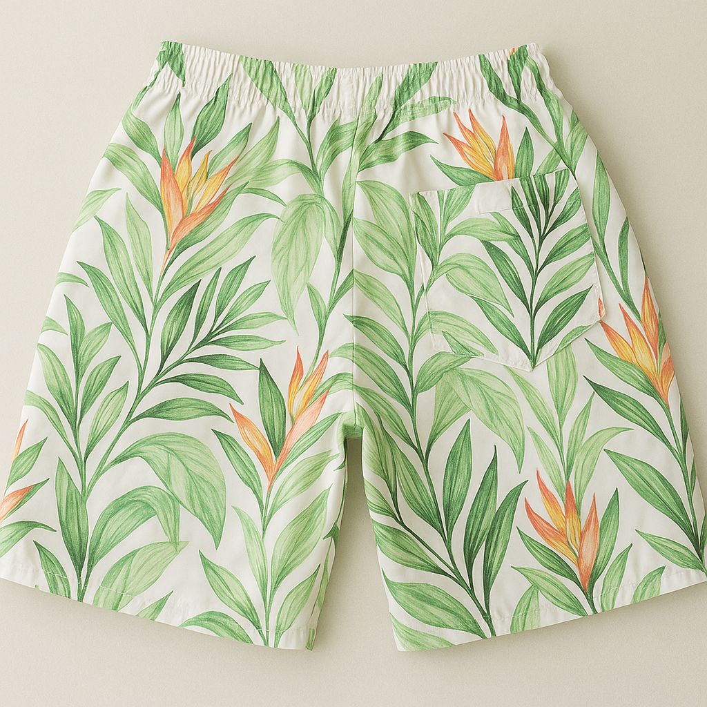 Short Ponciano Jungle Wave  Floral Branca